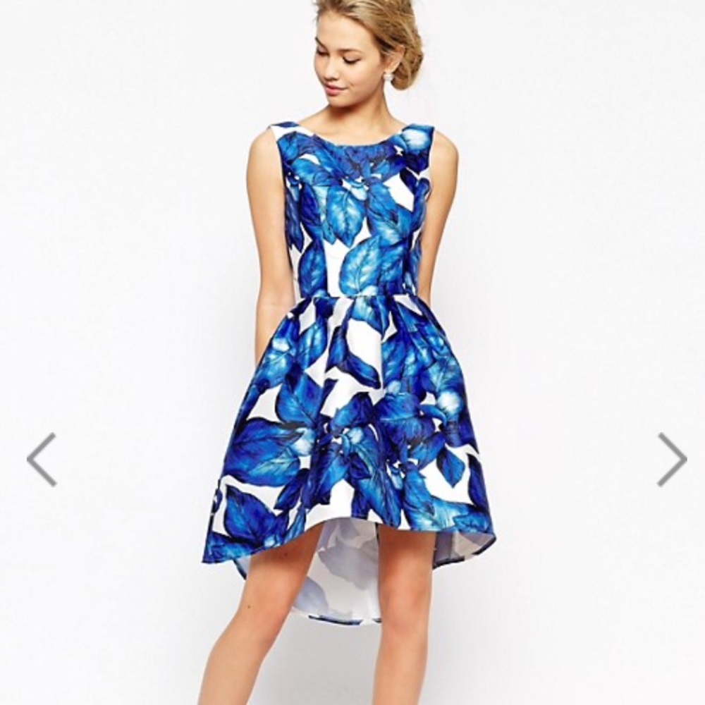 Blue Floral Chi Chi London High Low Dress US 4 UK 8